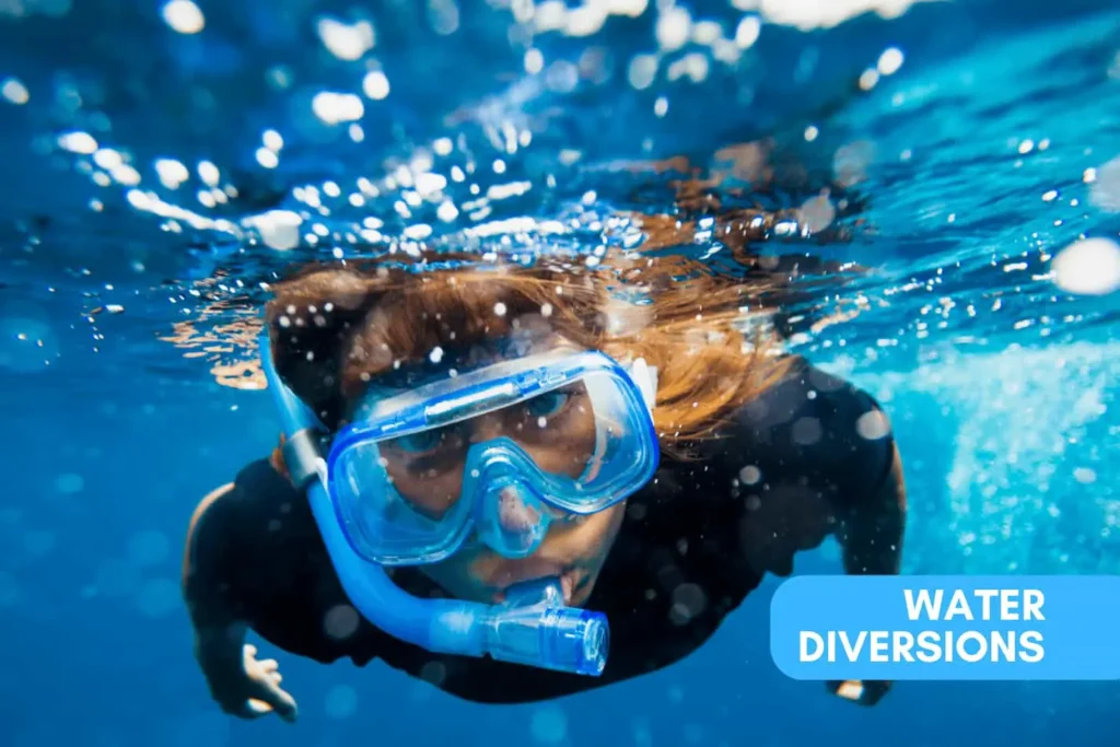 Young woman out snorkeling in crystal blue water