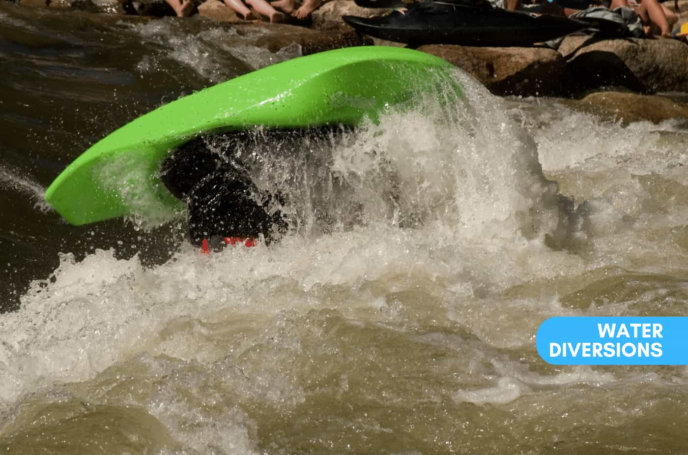 Kayak flipping on raging river water section